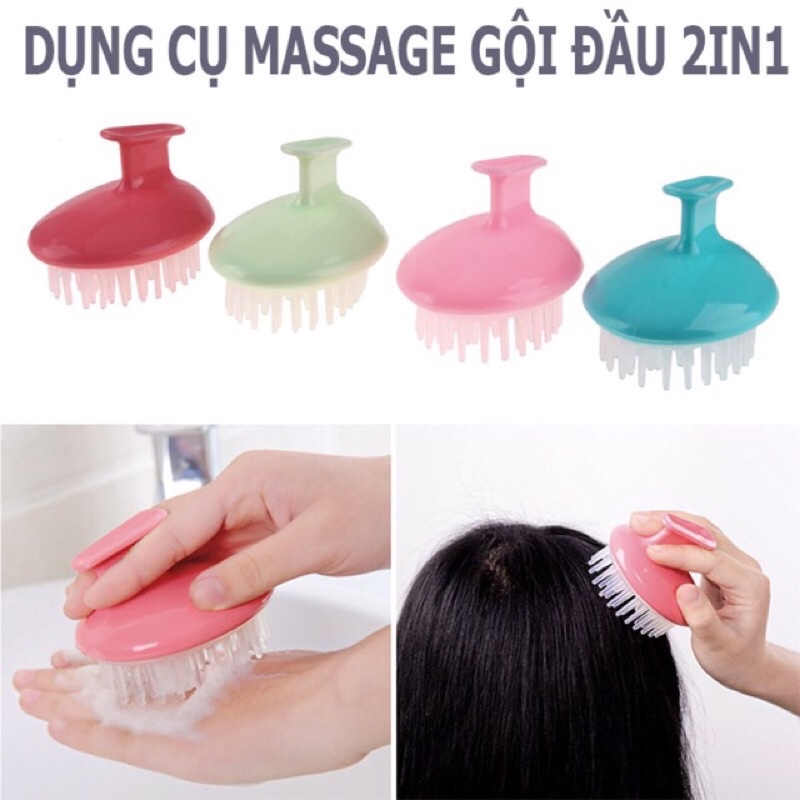 Dụng cụ gội massage da đầu bằng silicon thư giãn, dễ chịu - Lược gội đầu 2in1 massage đầu dễ chịu