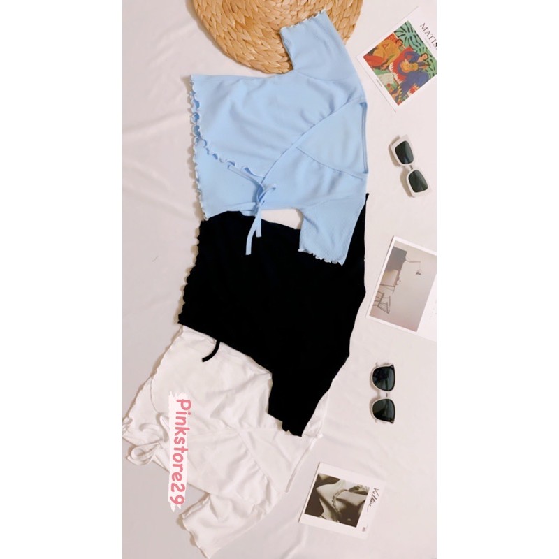 Áo croptop đắp chéo cột dây eo A5045 | BigBuy360 - bigbuy360.vn
