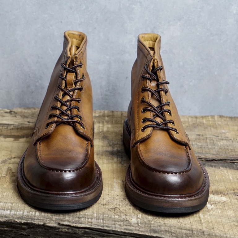 Giày boot nam cổ cao da bê sang trọng nam tính màu vàng nâu dậm ZANE