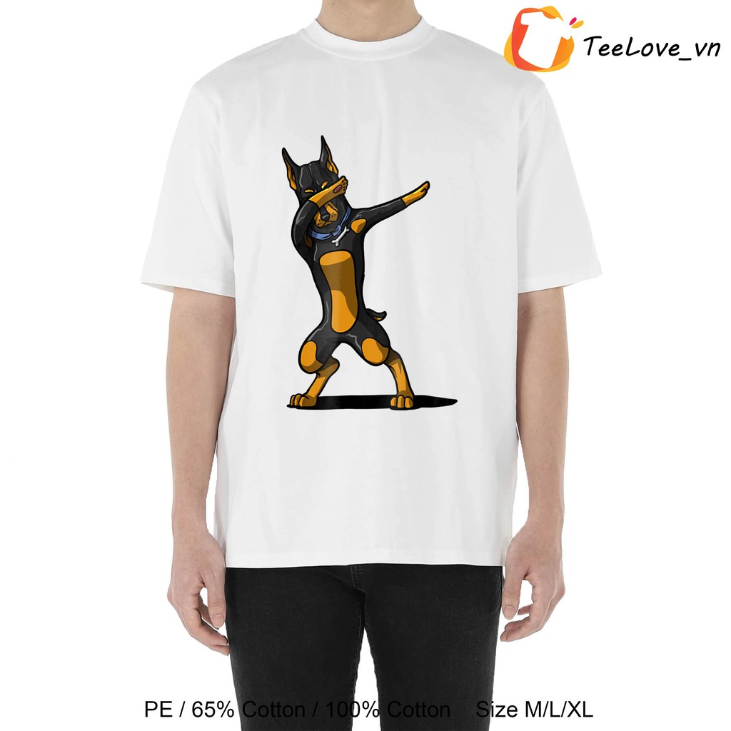 Áo thun 100% Cotton tay lỡ hình Dabbing Dog Funny kiểu dáng UNISEX form rộng cho nam nữ màu đen, trắng size M/L/XL