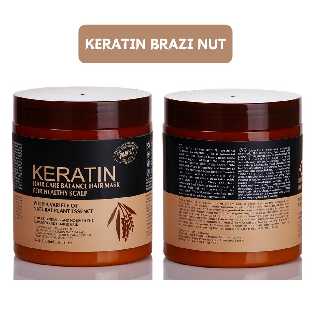 Kem ủ tóc KERATIN COLLAGEN 1000ML BRAZIL NUT - Ủ hấp tóc cân bằng KERATIN tự nhiên, hương thơm nước hoa