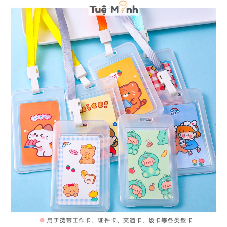 Dây đeo thẻ trong suốt K63 dây đựng thẻ cute, card holder đựng thẻ sinh viên học sinh, vé bus tiện lợi