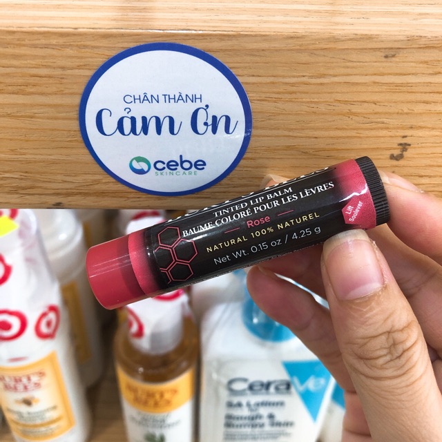 Son dưỡng có màu Burt's Bees Rose Tinted Lip Balm