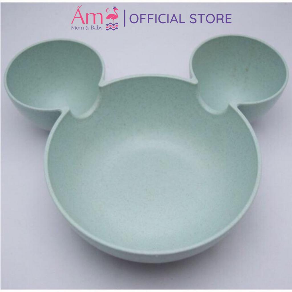 Bát Ăn Dặm Lúa Mạch Ấm Baby Hình Mickey An Toàn Tiện Lợi Cho Bé Ấm Gift Decor