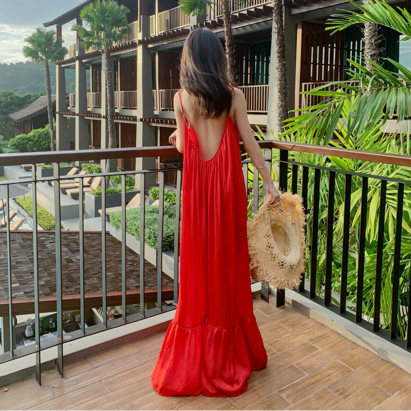 Jane sẵn Đầm maxi đỏ xoè đi biển cực T178 | BigBuy360 - bigbuy360.vn