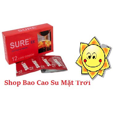 Bao cao su Hương Bạc Hà – Siêu mỏng – Gân gai Sure đỏ 12 chiếc