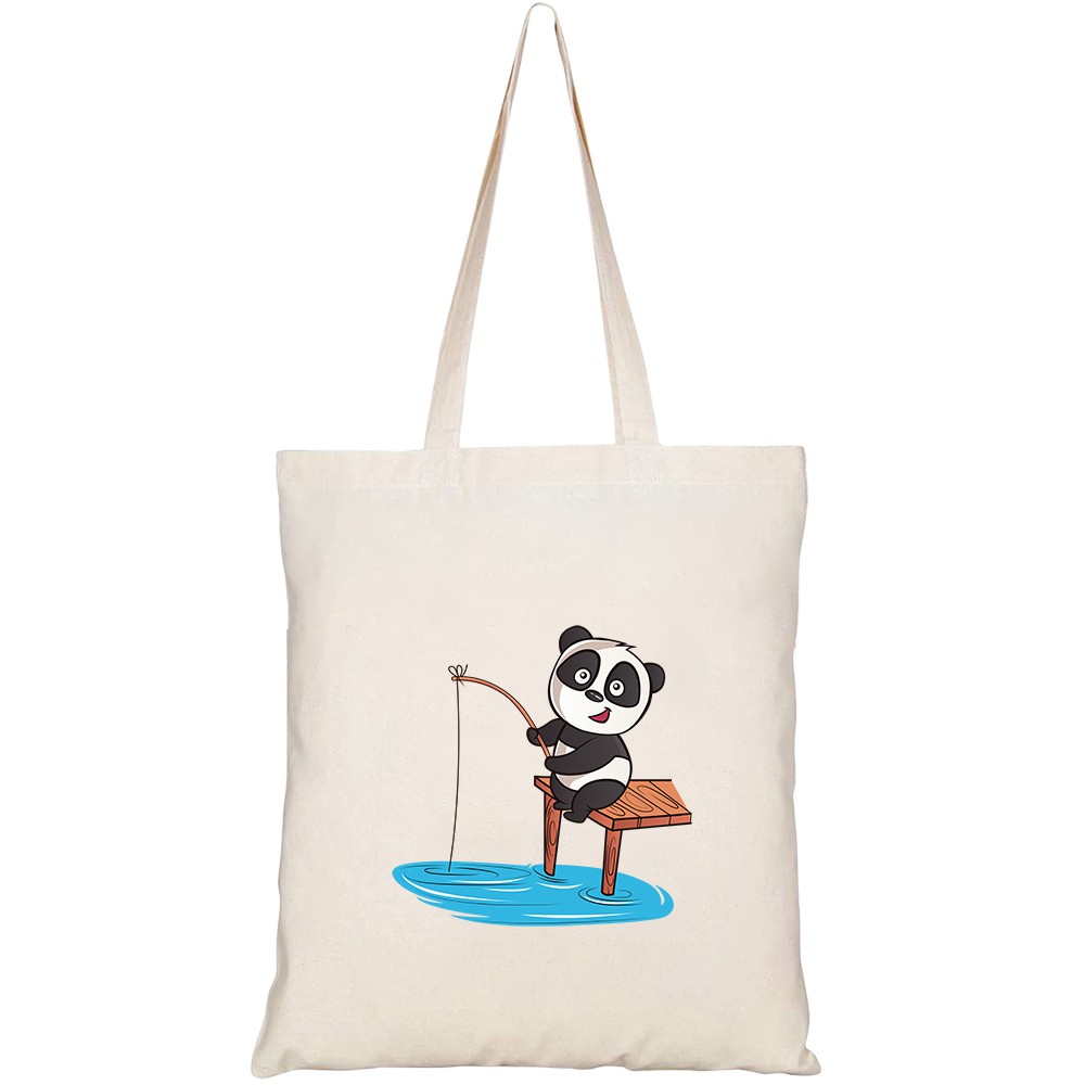 Túi vải tote canvas HTFashion in hình cartoon illustration panda HT135