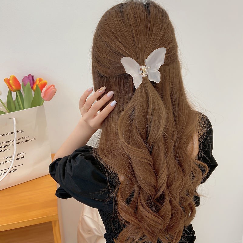 Kẹp Tóc Hình Bướm Màu Đục Trong Suốt Ngọt Ngào Cho Nữ