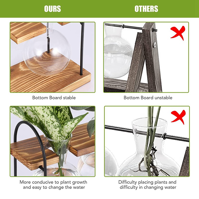 Trạm Trồng Cây Kèm Giá Đỡ Bằng Gỗ Để Bàn Tiện Dụng