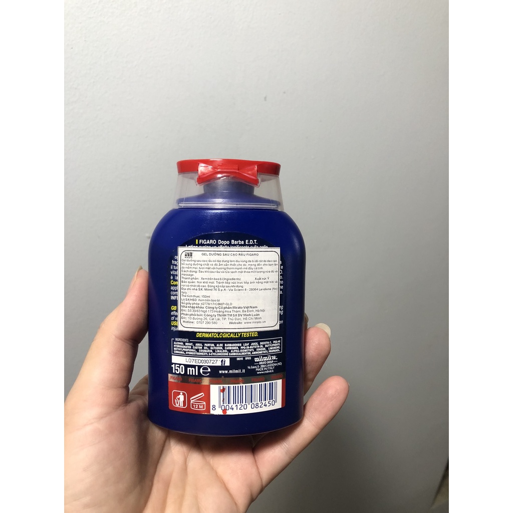 Gel dưỡng da sau cạo râu Figaro After shave Eua De Toilette chính hãng Ý 150 ml
