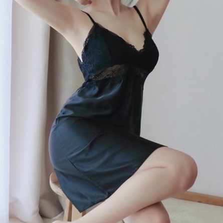 Váy ngủ sexy lụa chấm bi, đầm ngủ quyết rũ mặc nhà- QUẢNG CHÂU HA1161