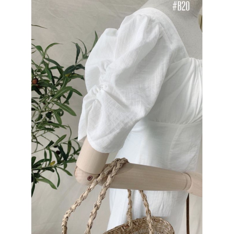 đầm trắng cổ vuông tay nhún siêu xinh | BigBuy360 - bigbuy360.vn