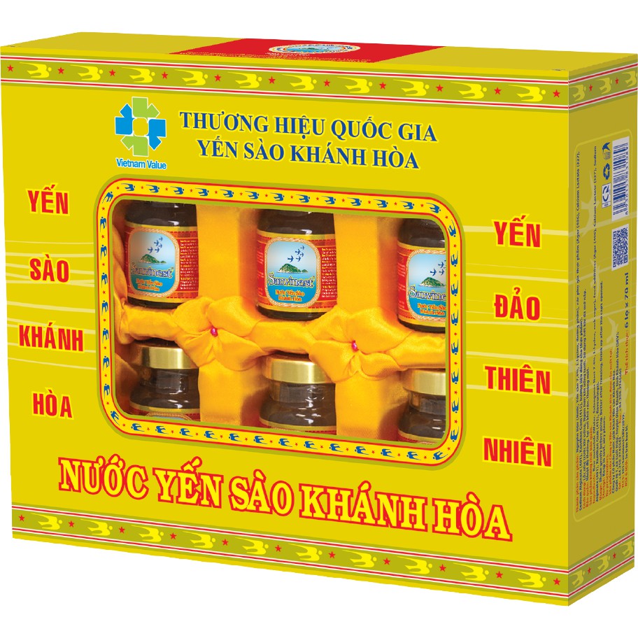 Yến sào Sanest Khánh Hoà - Hộp 6 Lọ 70ml có đường