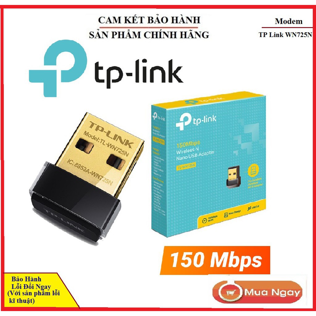 USB Thu Sóng Wifi TP-Link TL- WN725N Siêu Nhỏ Gọn - Hàng Chính Hãng Bảo Hành 1 năm