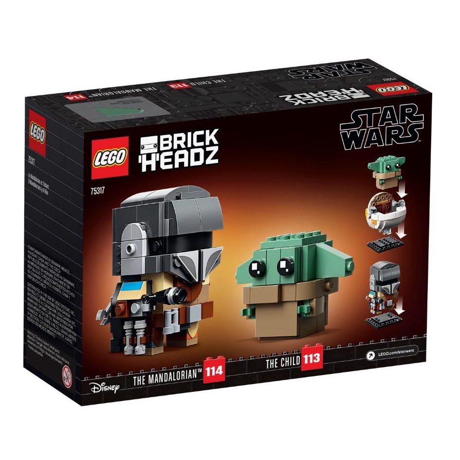 Lego 75317 Nhân vật The Mandalorian và the Child - Brick Headz - Lego Star wars Chính hãng