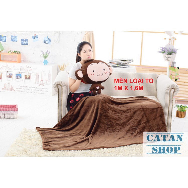 Gối mền khỉ cute 3 trong 1, nỉ nhung cực mịn, bộ chăn gối văn phòng, gấu bông kèm mền GD86-GMK