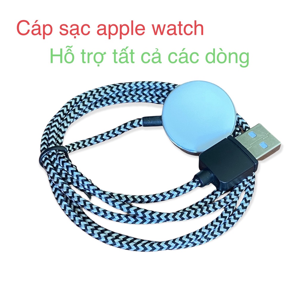 Dây sạc bọc dù cho đồng hồ thông minh apple watch tất cả các phiên bản đế thép, hàng thay thế