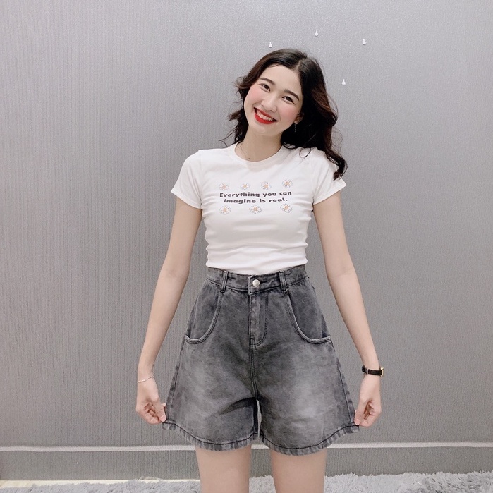 Quần short jean nữ lưng cao, quần bò ống rộng có bigsize tới 70kg