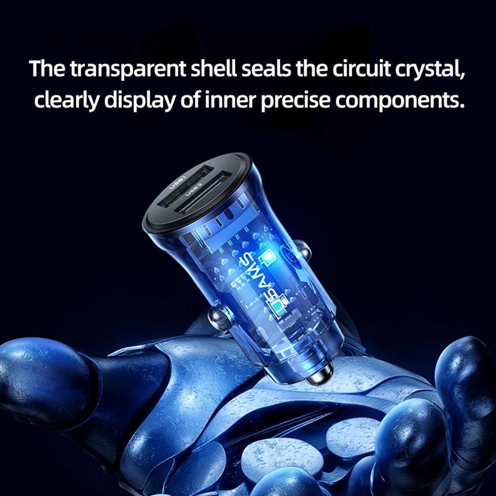 Cốc Sạc Nhanh QC3.0 Có Đèn Xanh Dương Cho Xe Hơi