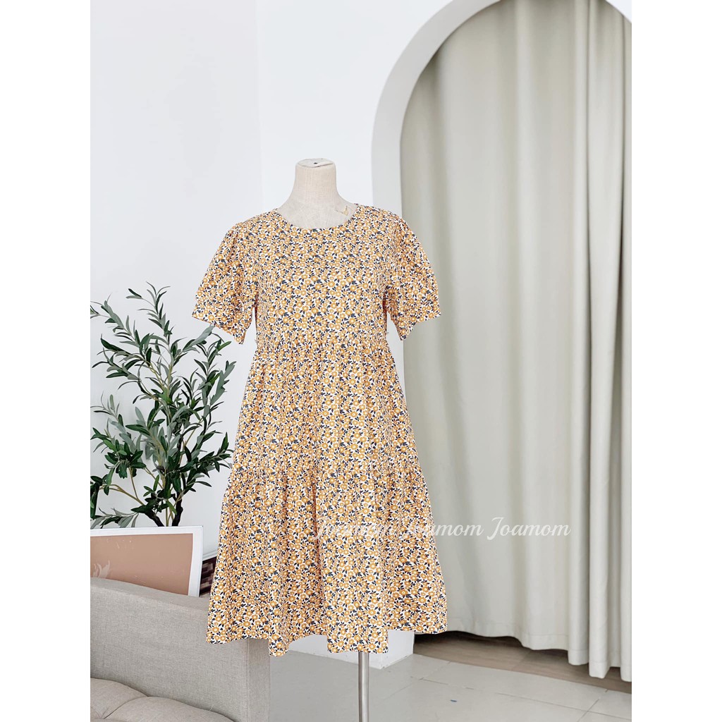 Váy Bầu Hạ Mát Xuyến Chi Chất Liệu Lụa Kaki Giấu Bụng