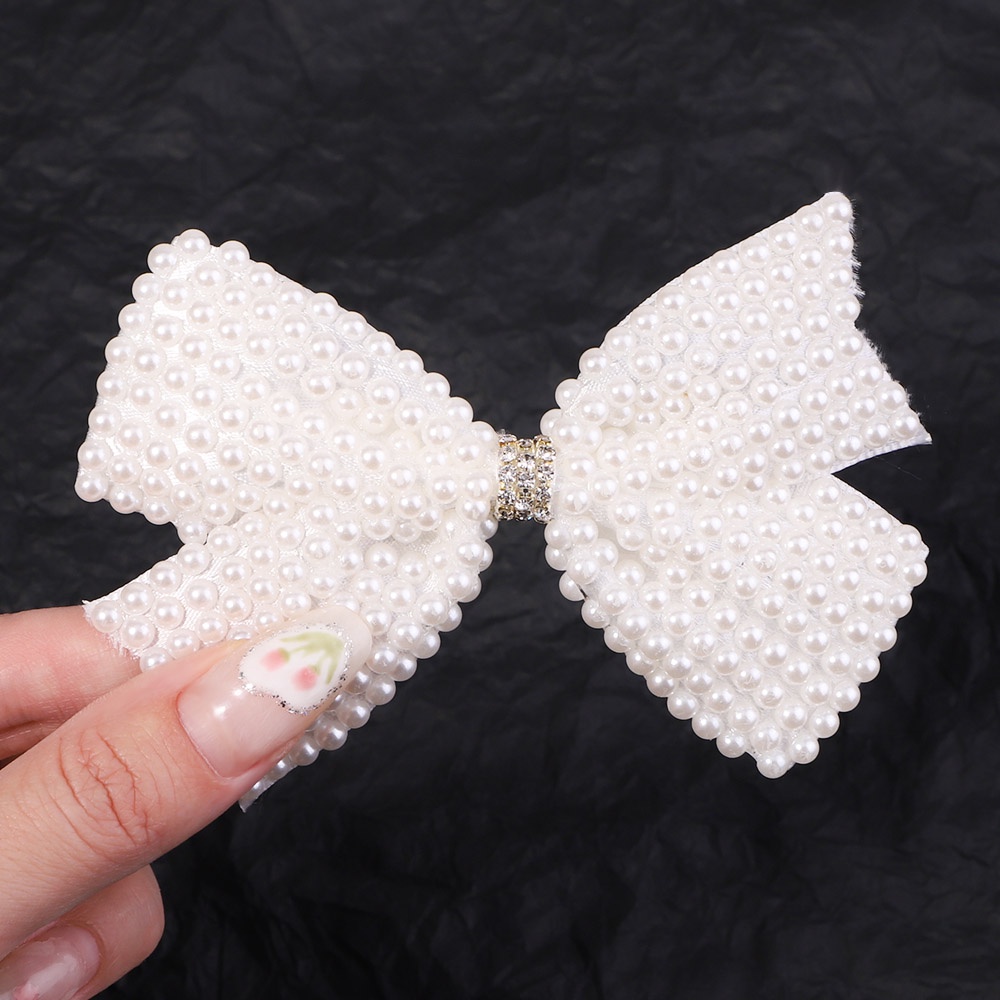 RainBow Bows 1 Kẹp Tóc Hình Nơ Đính Ngọc Trai Giả Bằng Kim Loại Màu Trắng Thời Trang Hàn Quốc Dành Cho Bạn Nữ