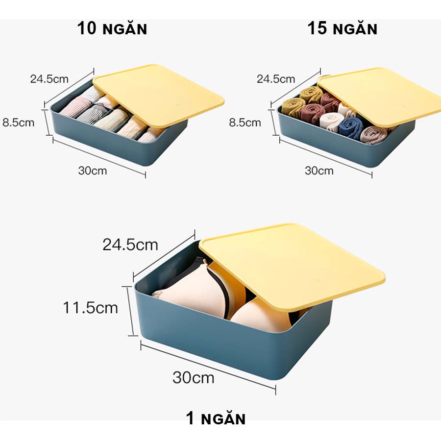 Hộp Đựng Đồ Lót, Áo Lót Có Nắp Chia Ngăn Nhiều Màu Enoda Home P008