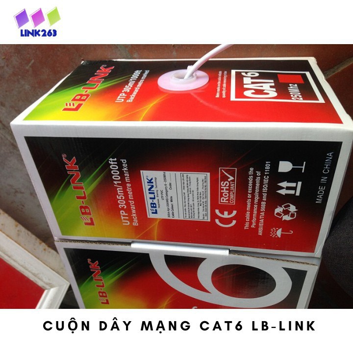 Dây mạng CAT6 CAT6E LB-Link cuộn 305m Full thùng, hàng chính hãng VNCT Việt Nam phân phối