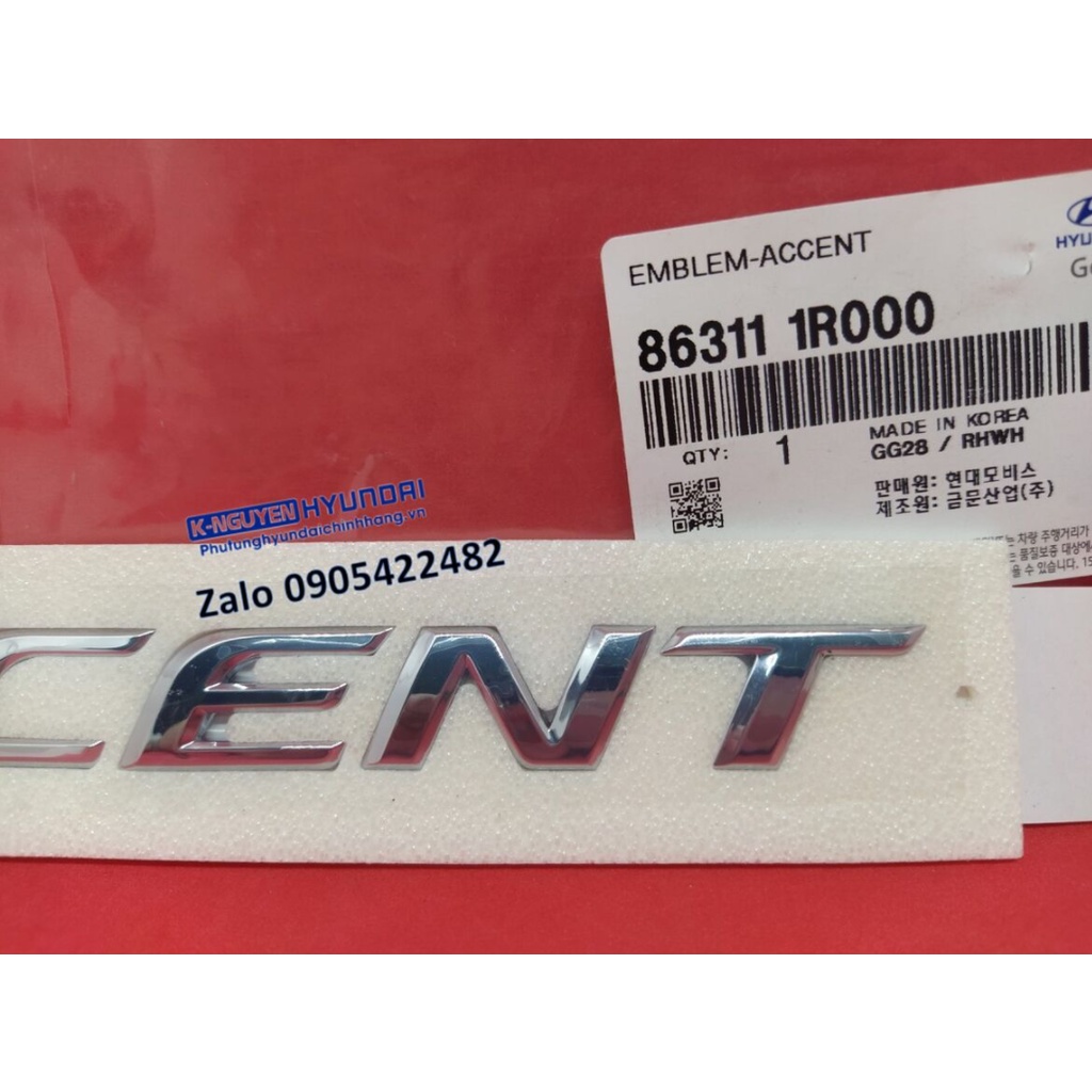 Logo chữ "Accent" dán đuôi xe Hyundai Accent 2021 2022 mới nhất - Mã số: 86311H6500, 863111R000