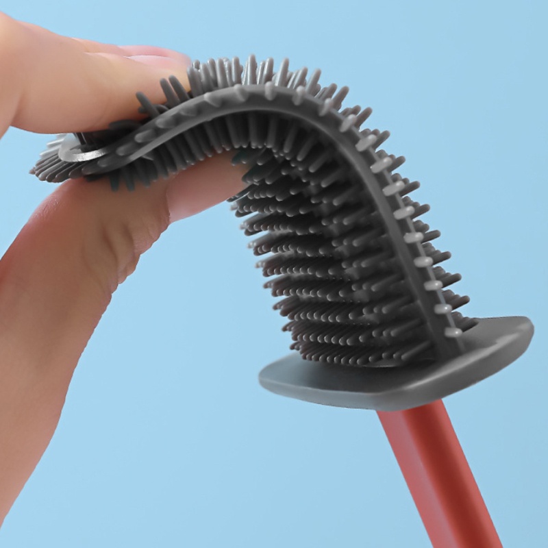 Bộ Bàn Chải Vệ Sinh Toilet Cán Dài Bằng Silicon Mềm Nhanh Khô Tiện Dụng
