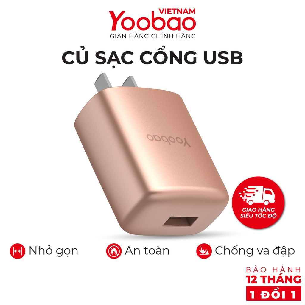 [Mã 2404EL10K giảm 10K đơn 20K] Cốc sạc YOOBAO Y-721 1 cổng USB 5V/2,1A