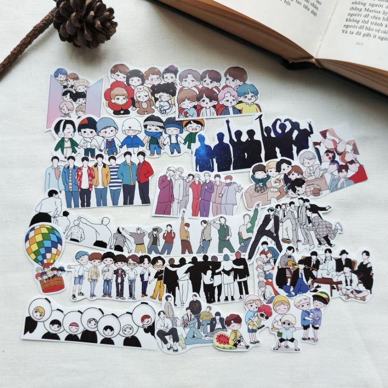 Sticker BTS chibi trang trí sổ tay laptop điện thoại