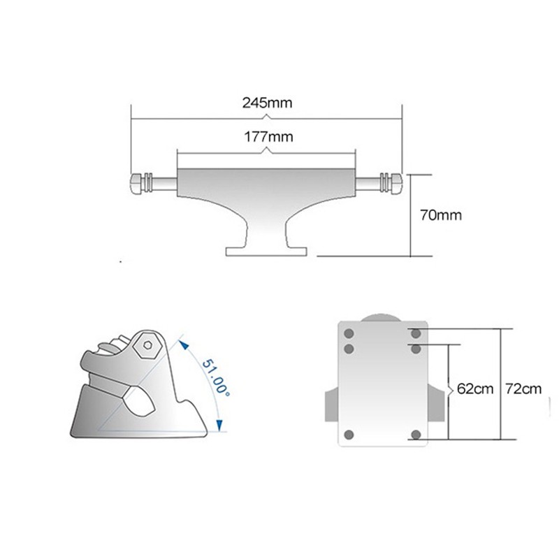 2Pcs Generic 7 Inch Adult Skateboard Bracket Skateboard Trucks Parts