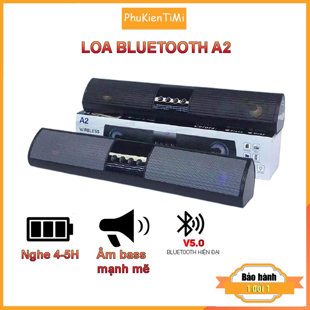 Tặng dây kết nối máy tính - Loa Bluetooth speaker A2 - 2 loa - Bass mạnh - âm thanh đỉnh - hỗ trợ thẻ nhớ