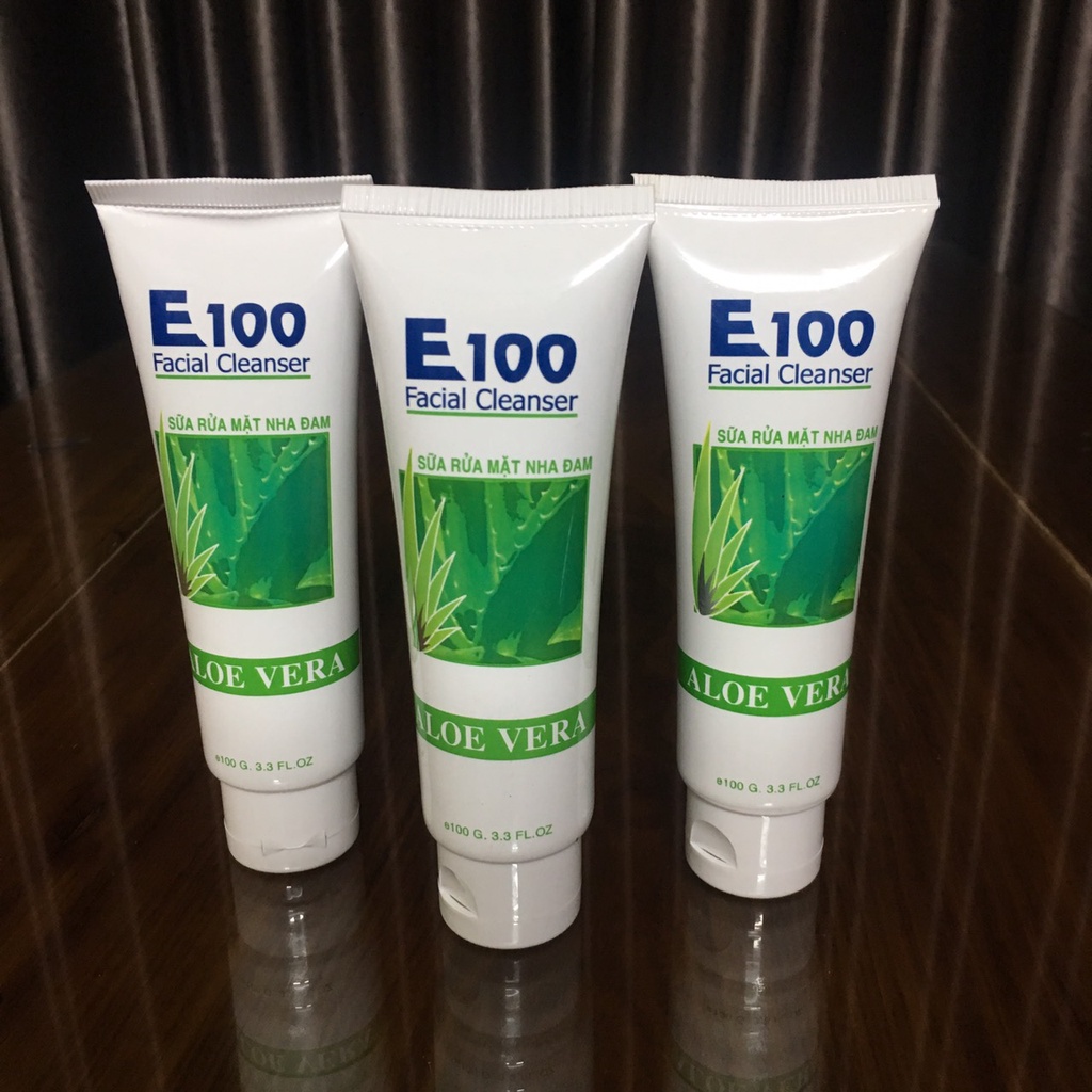Sửa rửa mặt trắng sáng da ngừa mụn E100 nha đam 100g