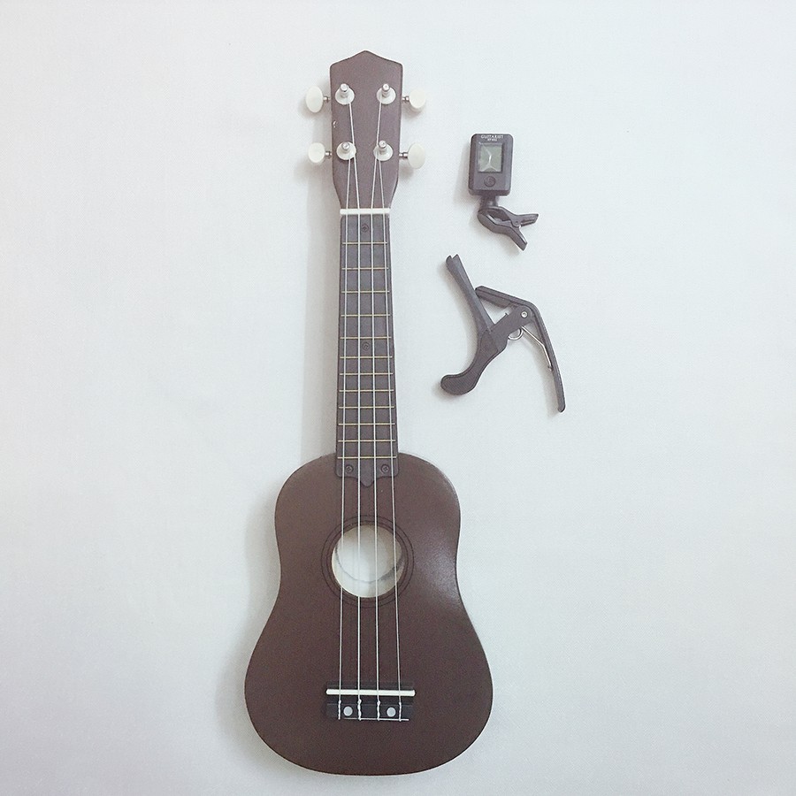 Đàn Ukulele Soprano size 21 Woim 35A15 tặng kèm capo nâng tông cao cấp và máy lên dây điện tử ( Tuner ) - HÀNG CÓ SẴN