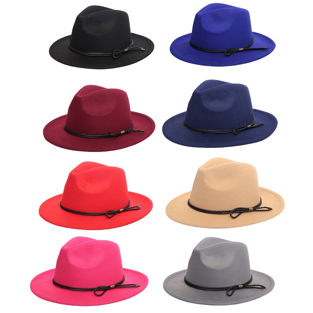 Mũ Fedora Rộng Vành Màu Sắc Vintage Thời Trang Mùa Đông Cho Nam
