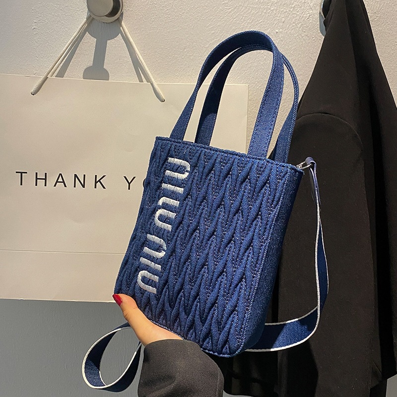 IELGY Túi Đeo Chéo denim In Chữ niche Thời Trang Cho Nữ