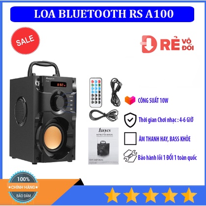 Loa Bluetooth CÔNG SUẤT LỚN RS A100,Dung Lượng Pin Lớn, Thiết Kế Hộp Cộng Hưởng Âm Tạo Âm Thanh 3D Sôi Động