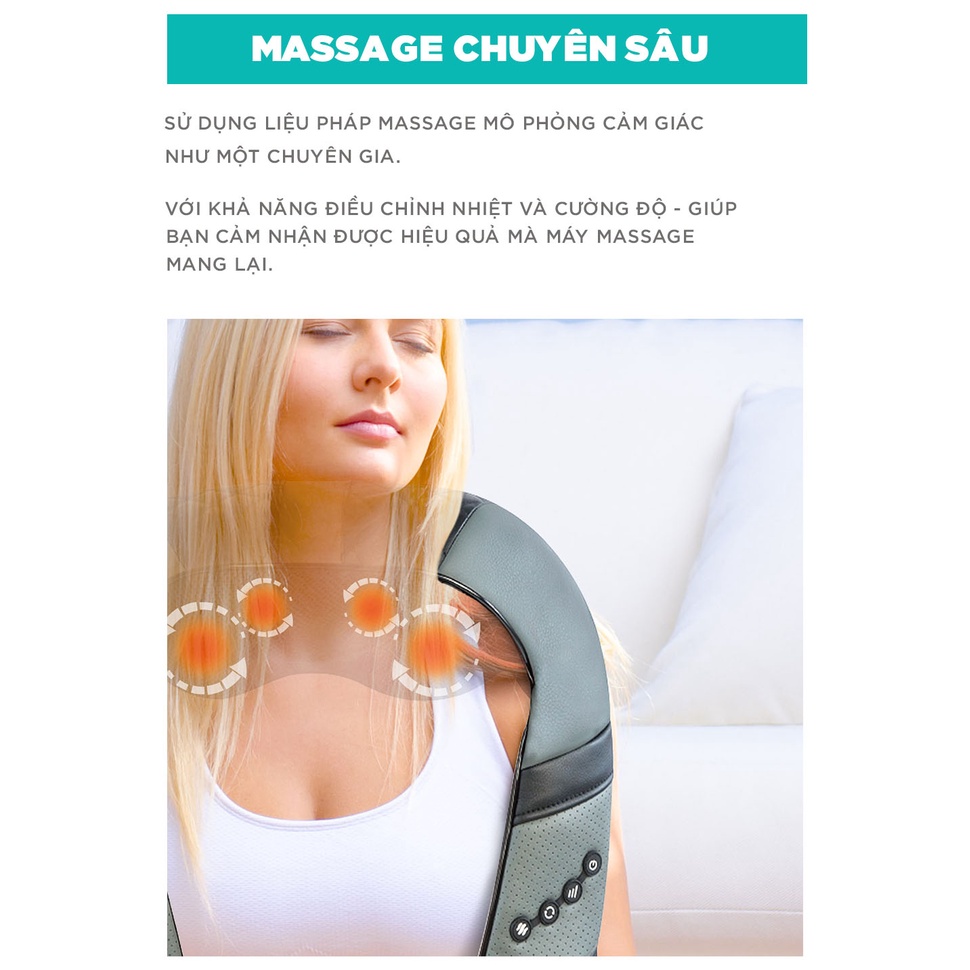Máy Massage Cổ Vai Gáy Chuyên Sâu KINGTECH KS-460, Chức Nhiệt Hồng Ngoại, Xoay Đảo Chiều - Quà Tặng Nam Nữ