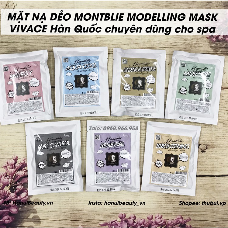 Gói 40g Bột mặt nạ thạch dẻo Montblie Modelling Mask chuyên dùng cho spa Hàn Quốc
