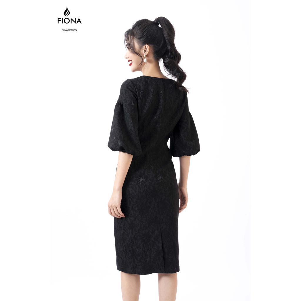 Đầm thiết kế cao cấp FIONA dáng a váy đi tiệc nữ tay bồng cổ điển chất liệu gấm sang trọng F450772