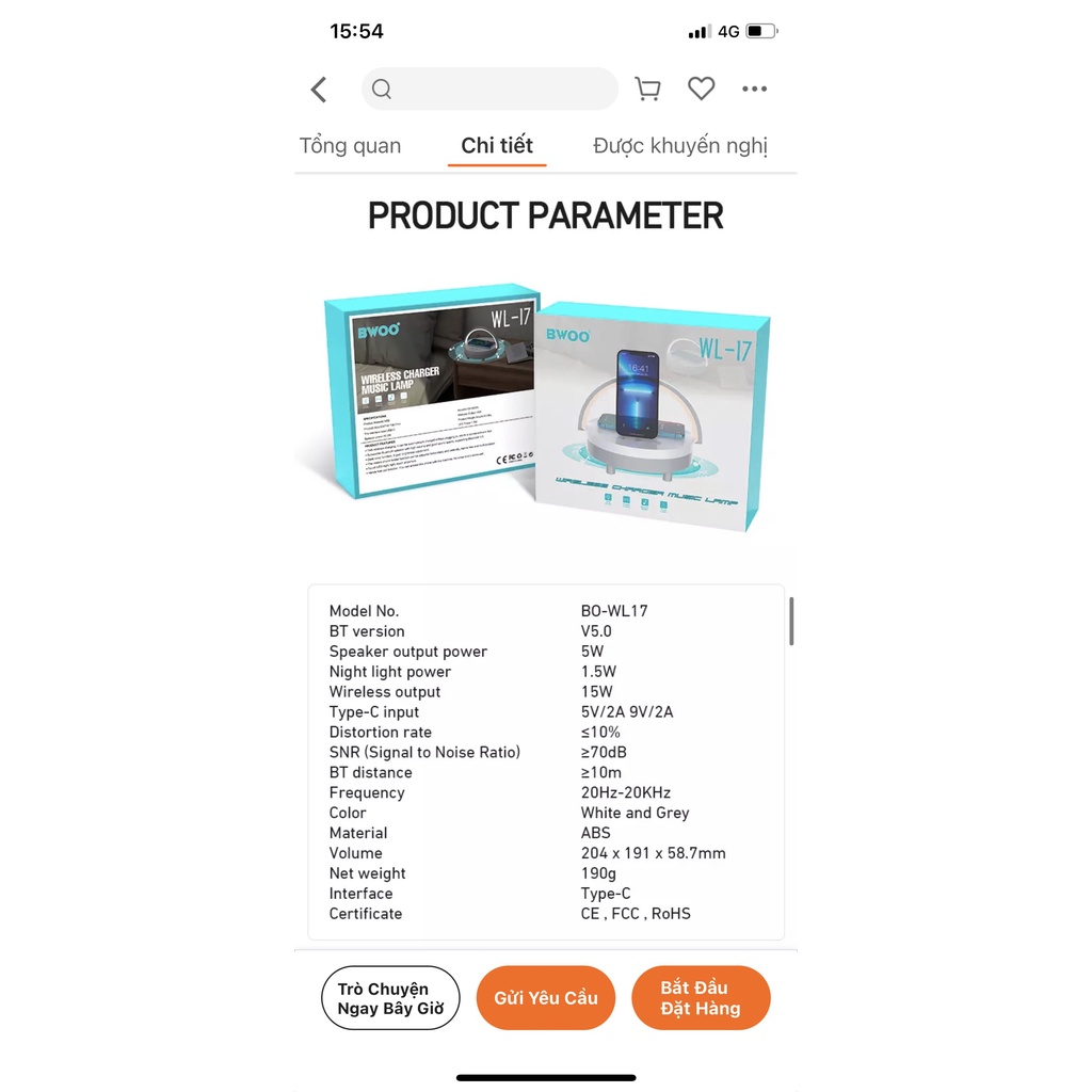 Đèn ngủ kiêm sạc không dây, tích hợp loa bluetooth BWOO, sạc nhanh 15W, thiết kế nhỏ gọn, đơn giản