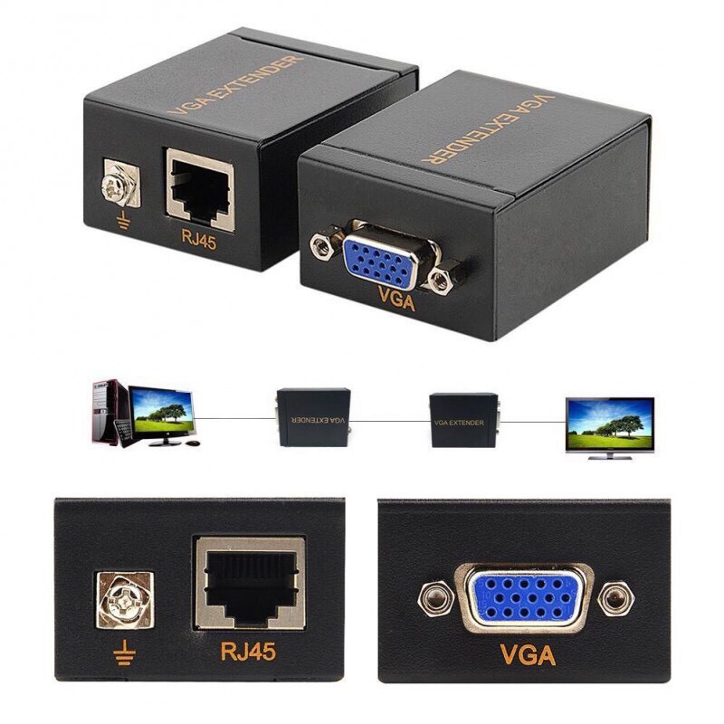 Bộ Nối Dài VGA Qua Lan 60m - VGA To Lan 60M | BigBuy360 - bigbuy360.vn
