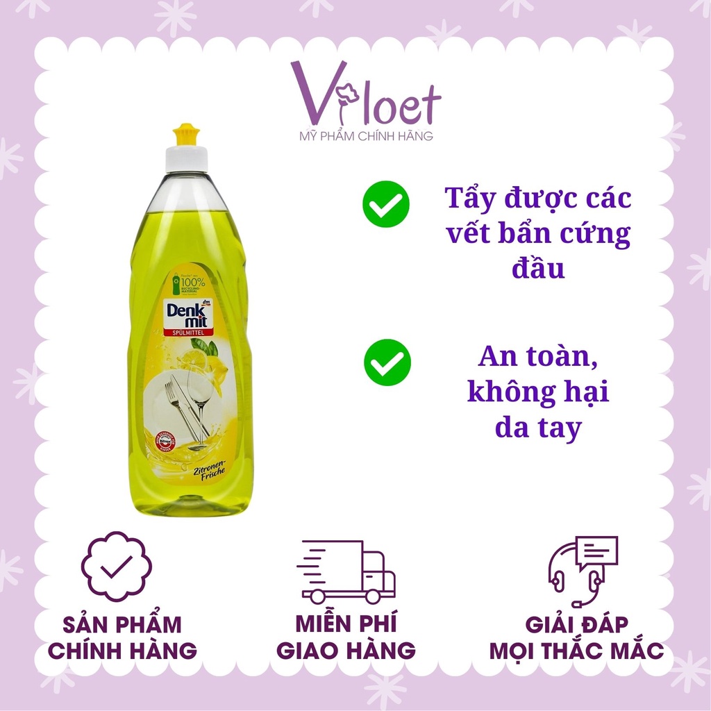 Nước rửa chén bát Đức Denkmit 1l hương chanh an toàn với đồ dùng cho bé - Shop Viloet