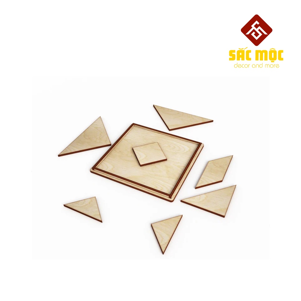 Bộ Ghép Hình #11 Trò Chơi Trí Uẩn Tangram 7 Món Bằng Gỗ | Tangram Tô Màu Size 120 * 120 * 6 mm