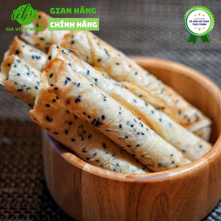 Bánh quế thanh ICHII , Bánh quế que hương vani , Bánh quế cuộn mè đen thơm giòn gói 110g