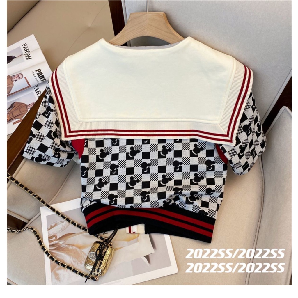 Bộ Áo Thun Ngắn Tay + Quần Short Ống Rộng Thời Trang Mùa Hè 2022 Cho Nữ