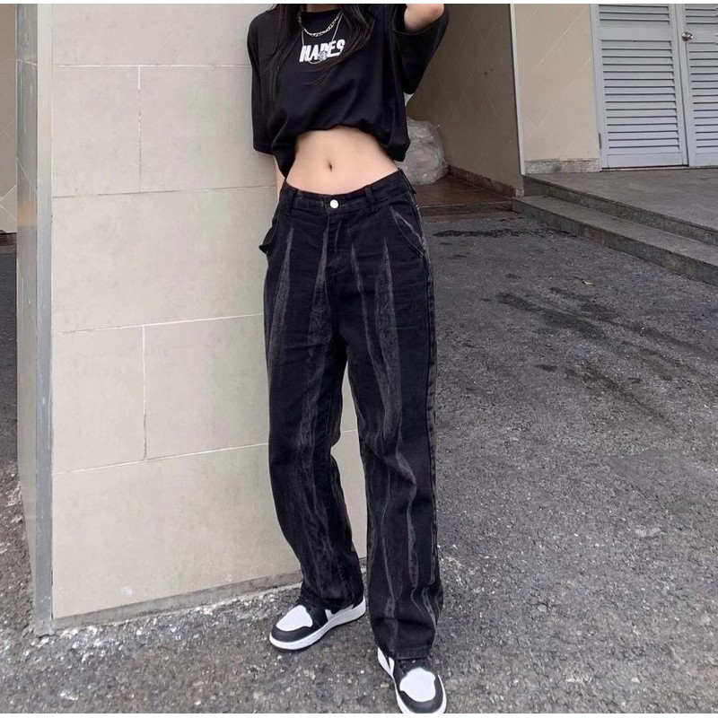 Dark smoke jeans - quần bò unisex form thẳng phong cách streetwear hoạ tiết khói
