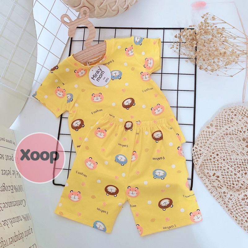 Sale !!Bộ Cộc Tay Cotton 100% Hàng Minky Mom In Toàn Thân  Họa Tiết Ô Tô Xanh Ngọc- Bò Sữa Cho Bé (Sz 8-18kg)( 1467)