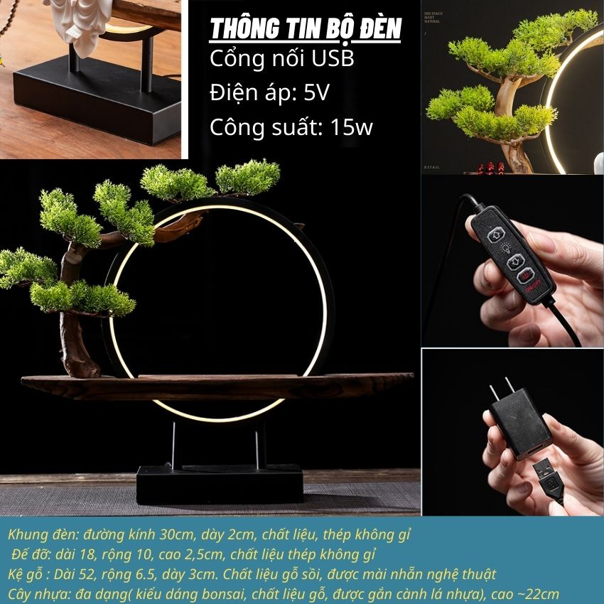 Bộ kệ Quan Âm kết hợp đèn Led , thác khói trầm hương đèn Led~thác khói trầm hương quan âm